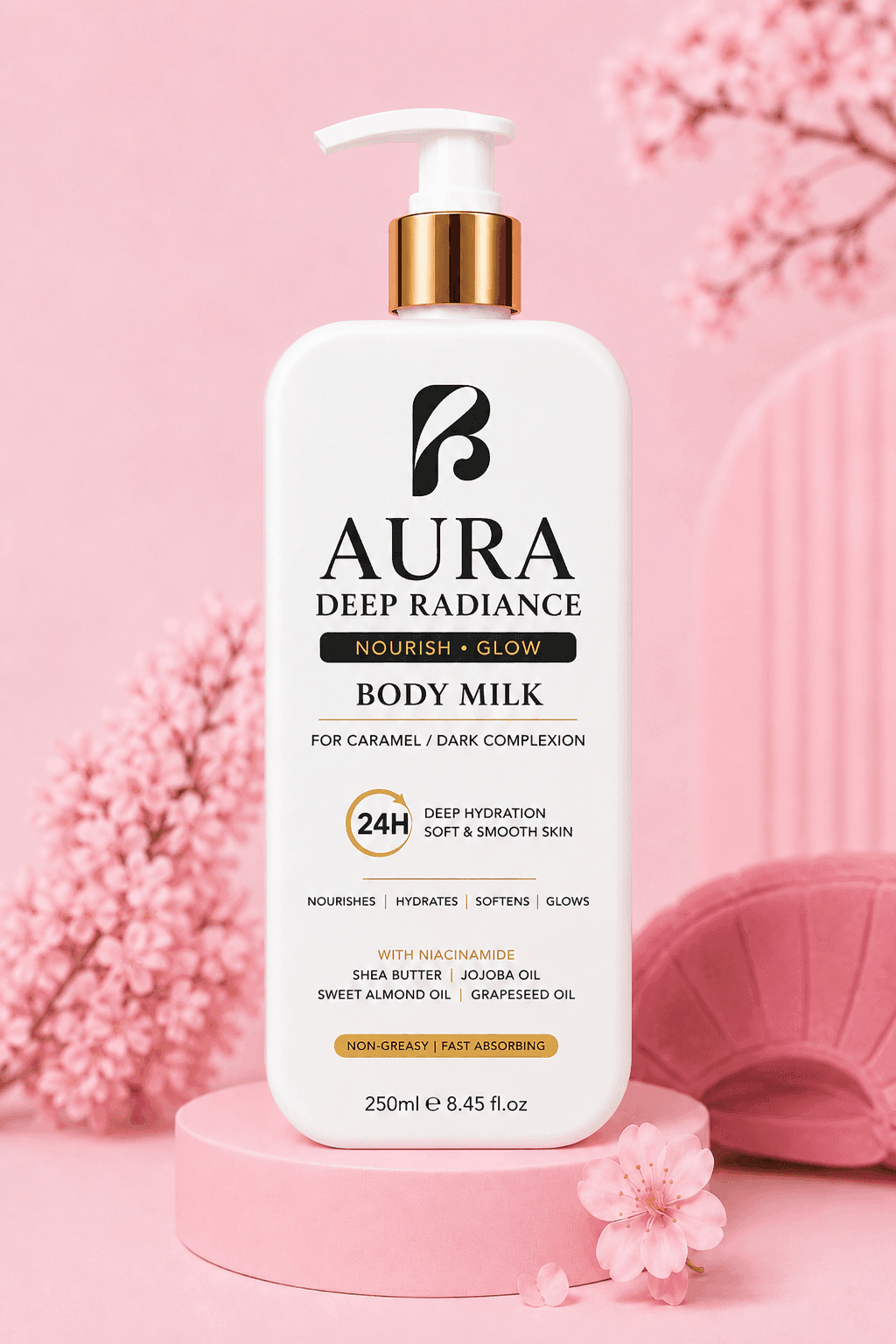 PBL Aura Deep Radiance. Nourish. Glow Body Milk